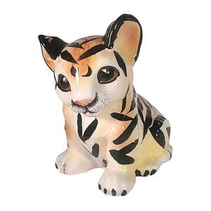 Ceramic Tiger Shafford Penny Bank Figurine Wildcat Japan MCM Vintage